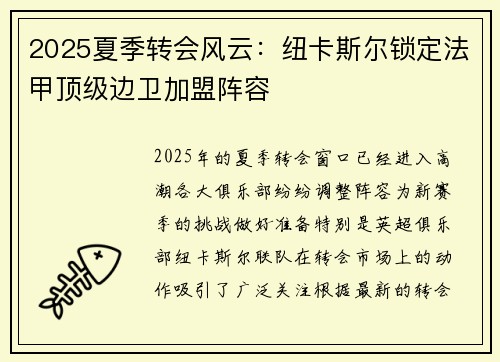 2025夏季转会风云：纽卡斯尔锁定法甲顶级边卫加盟阵容
